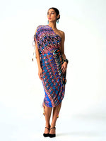 Load image into Gallery viewer, Mira One Shoulder Micro pleated Sari dress
