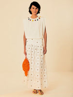 Load image into Gallery viewer, White Daisy 3D Maxi Skirt
