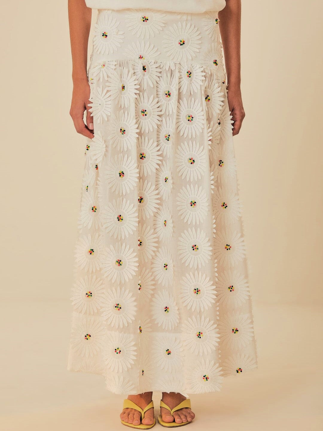 White Daisy 3D Maxi Skirt