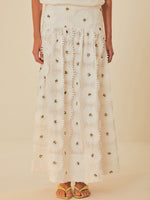 Load image into Gallery viewer, White Daisy 3D Maxi Skirt
