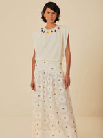 Load image into Gallery viewer, White Daisy 3D Maxi Skirt
