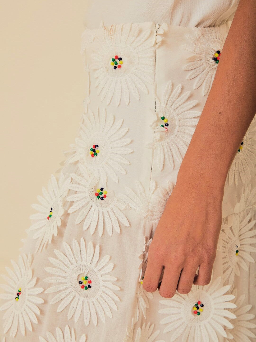 White Daisy 3D Maxi Skirt