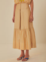 Load image into Gallery viewer, Topstitched Yoke Maxi Skirt
