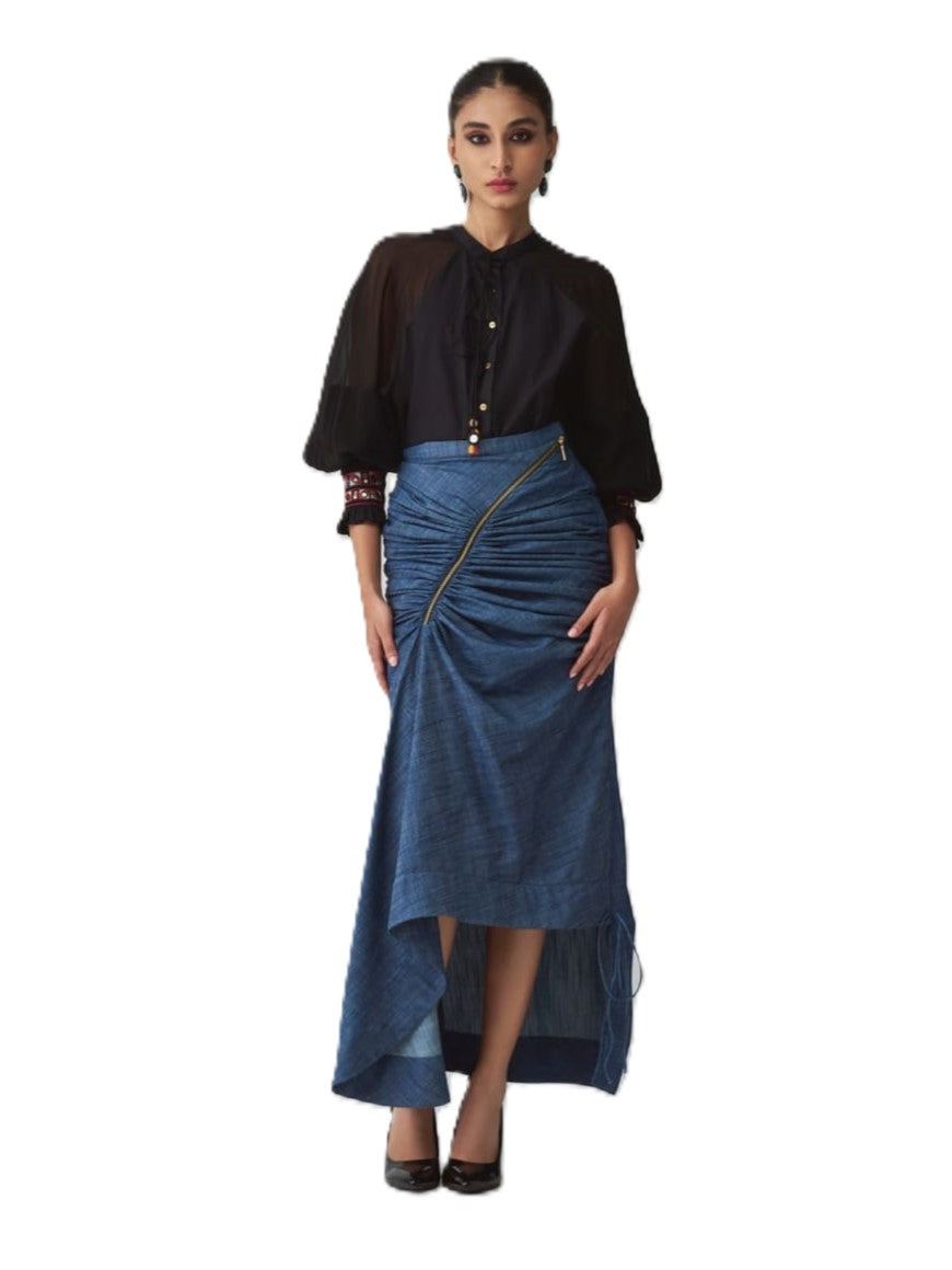 Kesha Asymmetric Denim Skirt