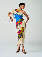 Load image into Gallery viewer, Mira One Shoulder Micro pleated Sari dress
