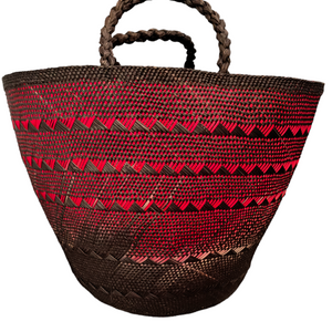 XL Artisanal Basket Degradé Red & Dark Coco