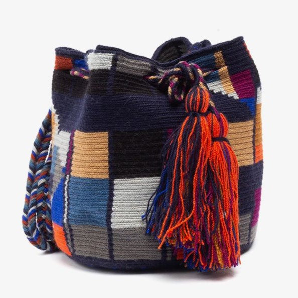 Handmade Small Crossbody Wayuu Crab Blue