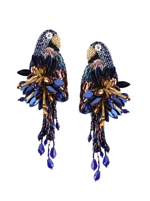 Parrot Earrings Navy