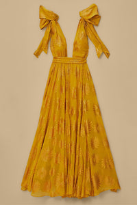 Yellow Sun Jacquard Maxi dress