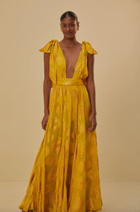 Yellow Sun Jacquard Maxi dress