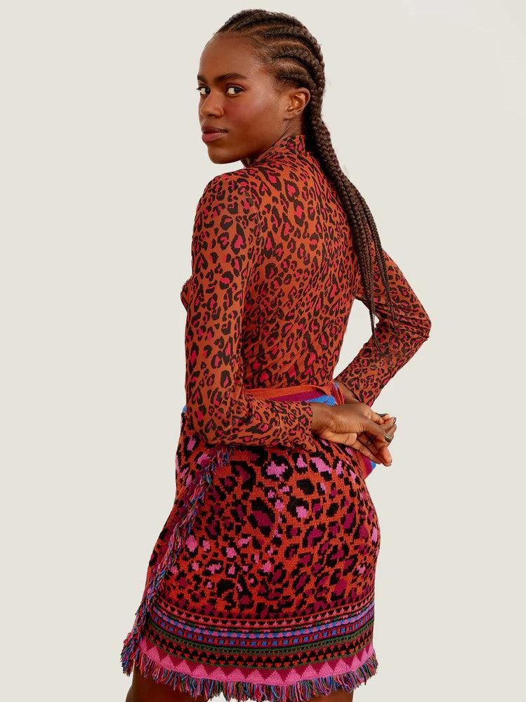 Leopard Pop Caramel Tulle Blouse