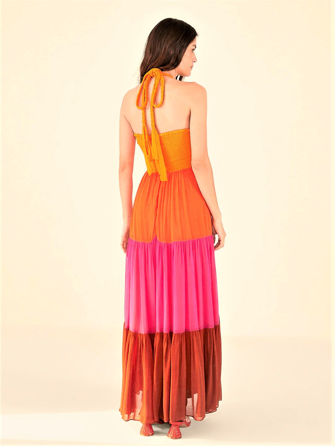 23+ Orange And Pink Color Block Dress